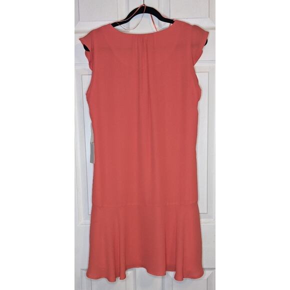 1 STATE On Point Poppy Petal Pink V Neck Flutter Cap Sleeves Drop Waist Dress S - Picture 11 of 12